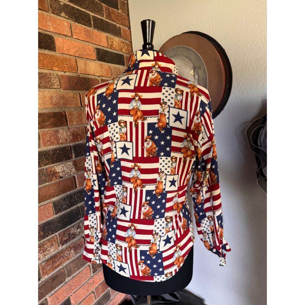 Dion of Texas Womens Cowgirl Americana Flag Print Western Button Down Shirt S - Picture 3 of 7